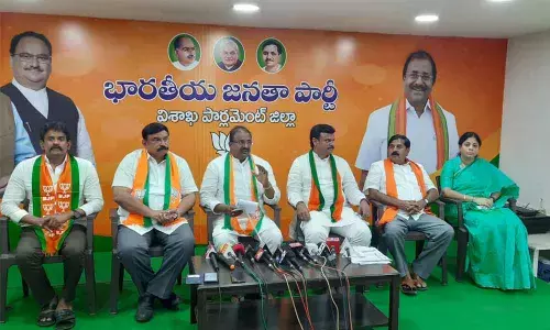 BJP State president Somu Veerraju speaking at a press meet in Visakhapatnam on Wednesday