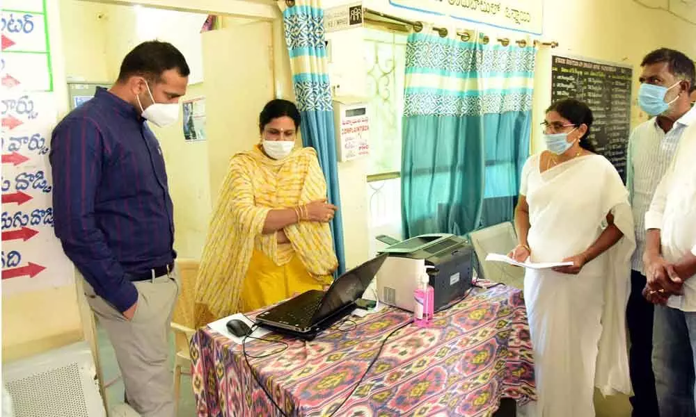 Khammam District Collector RV Karnan inspecting Covid-19 vaccination dry run in Wyra and Konijerla mandals on Friday