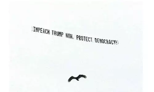 A plane towed a banner calling for Trump to be impeached to protect democracy in his remaining days in office