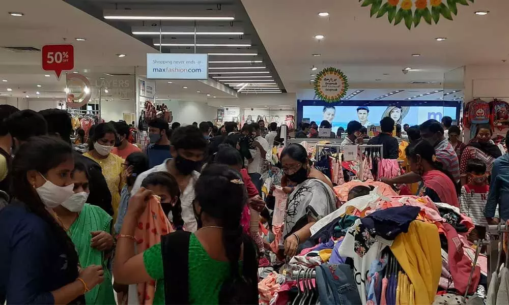 Ahead of Sankranthi, a shopping mall bursting at the seams in Visakhapatnam.