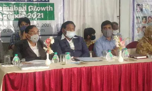 SEC Parthasarathi speaking at Excel India seminar on Leadership Meet - Nizamabad Growth Agenda 2021 in Nizamabad