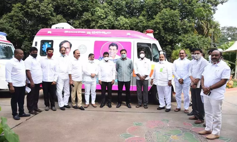 Khammam MP Nama Nageswara Rao donating six ambulances