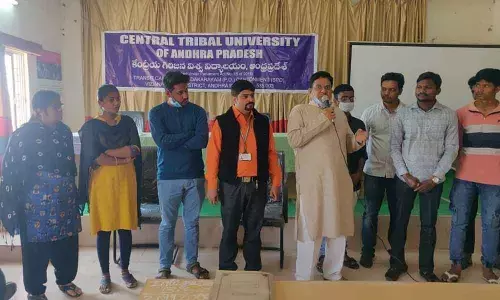 Prof Lajipathi Rai speaking at the National Youth Festival in Tribal University