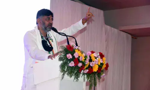 DK Shivakumar addressing the gathering