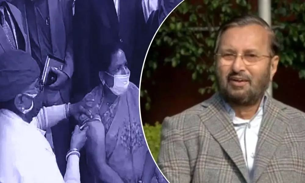 Dont crowd vaccination rooms, offer inoculated person flower: Javadekar