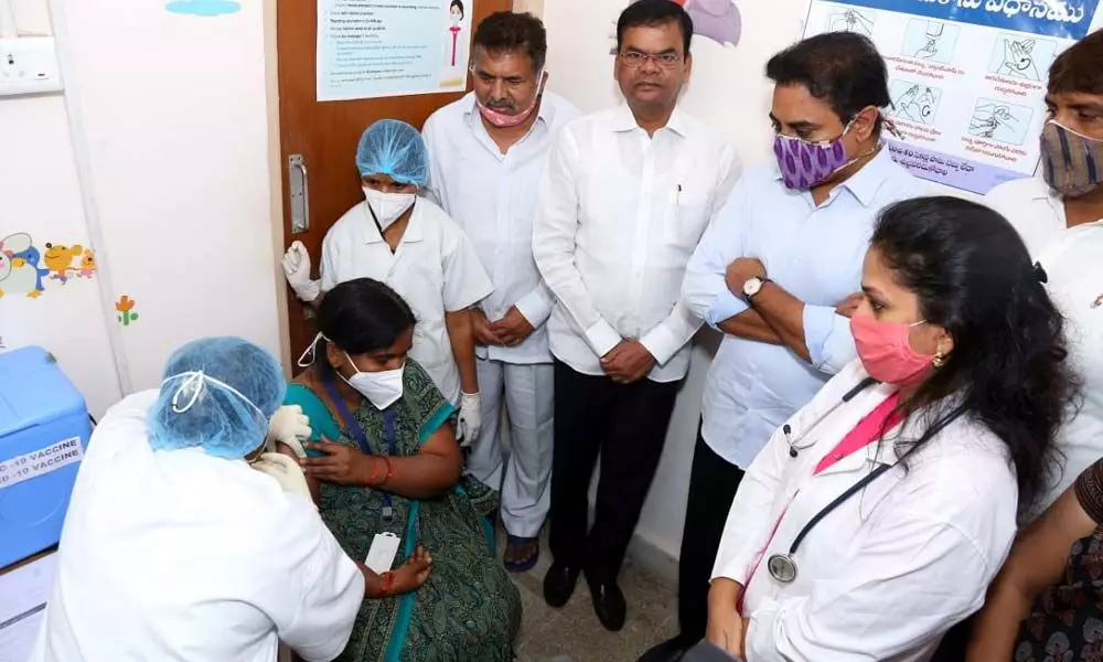 Hyderabad: Woman sanitation worker get first dose of Covid vaccine
