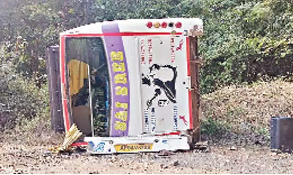 Close shave for 42 passengers as bus overturns