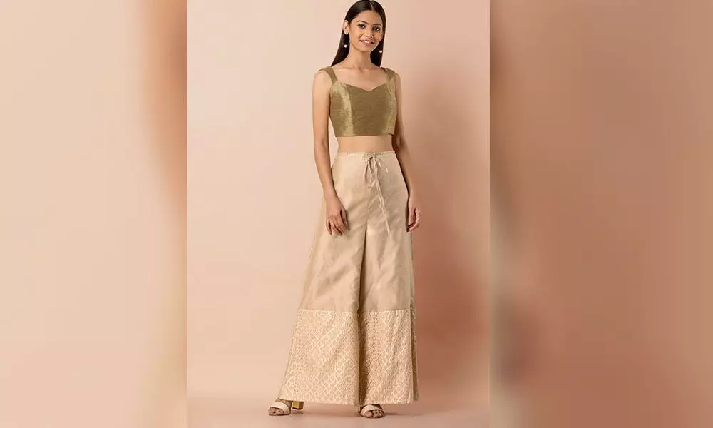 Buy Beige & Pink Pants for Women by SWADESH Online | Ajio.com