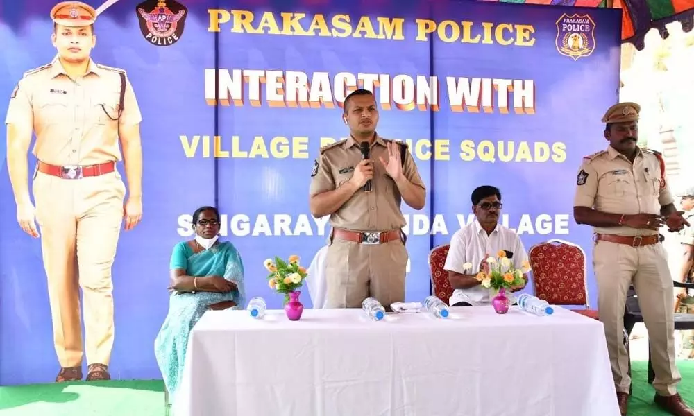 SP Siddharth Kaushal addressing the defence committee meeting in Singarayakonda on Tuesday