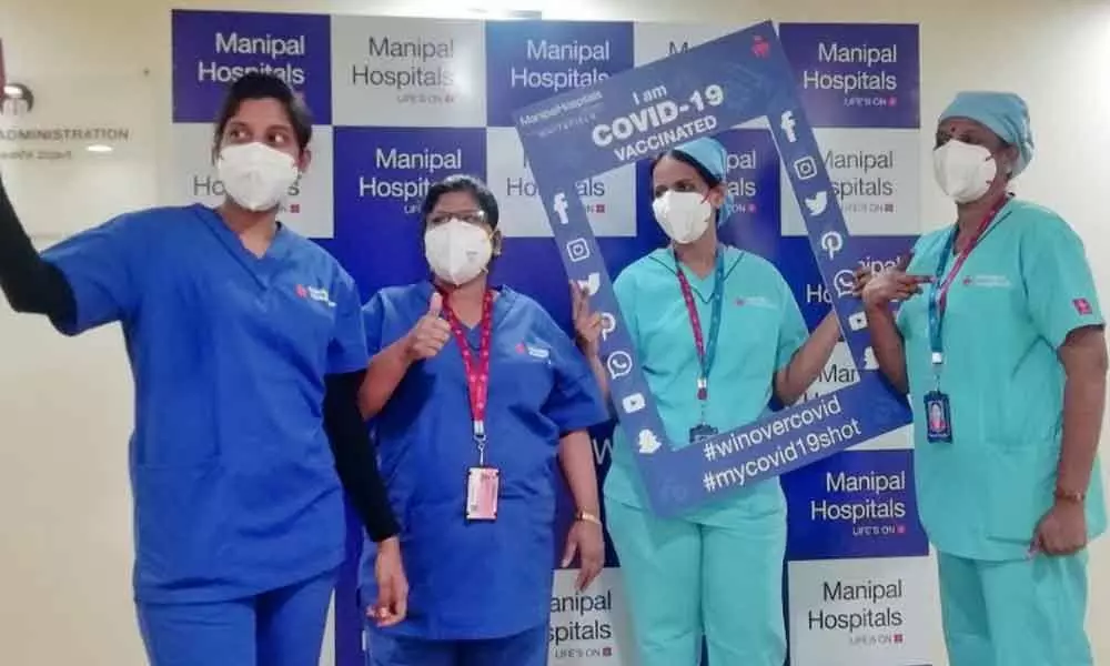 Manipal Hospitals, Whitefield conducted vaccine drive for their frontline healthcare professionals yesterday 19th January.