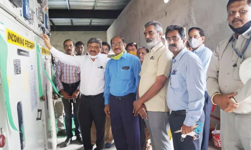 SCCL Director (Electrical and Mechanical Engineering department) D Satyanarayana Rao synchronising 15 megawatts division of Ramagundam-3 power plant on Wednesday