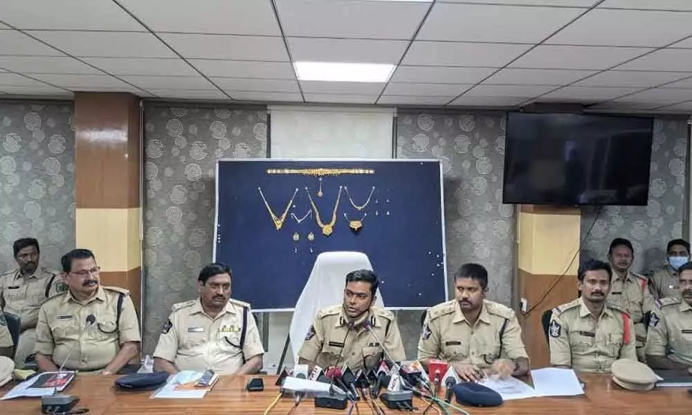 City Police Commissioner Manish Kumar Sinha speaking to the media in Visakhapatnam on Wednesday