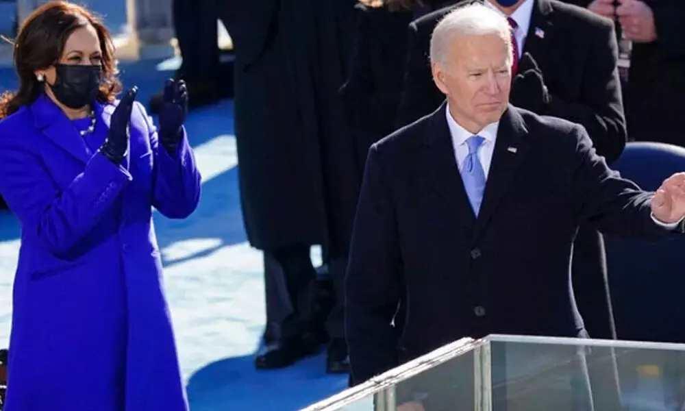 US president Joe Biden with US vice president Kamala Harris