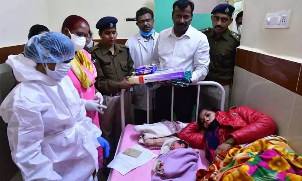 Nepali woman, who delivered a baby boy at a hospital in Khammam on Thursday