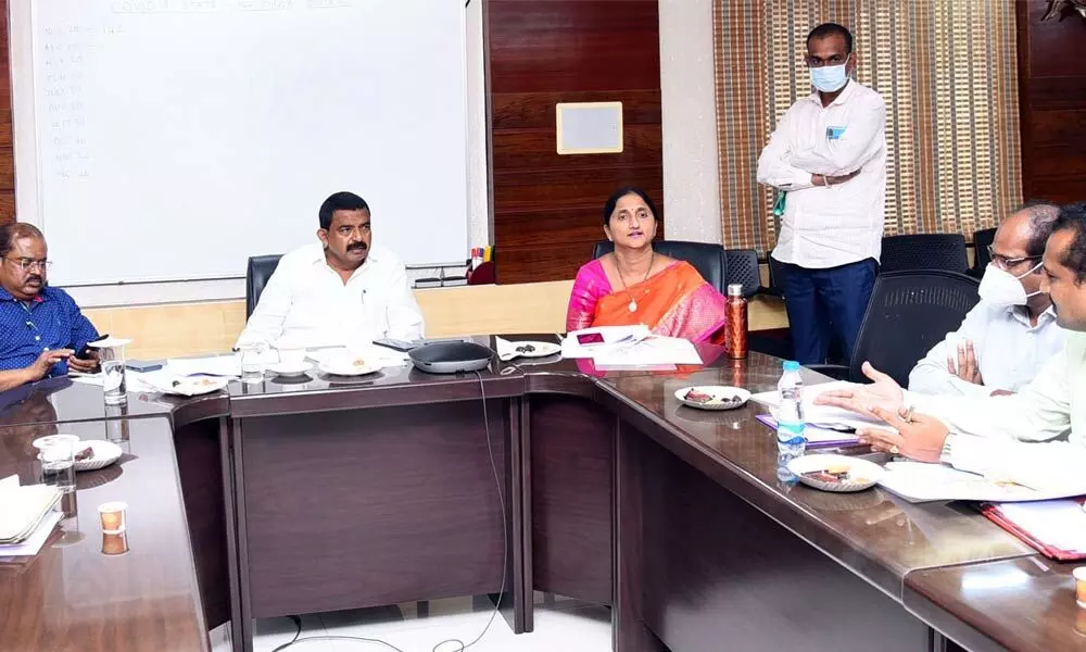 Minister Perni Nani holding review meeting with district and MUDA officials  in Vijayawada on Thursday