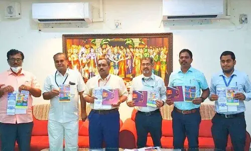IRCTC General Manager K Ravi Kumar, DGM Kishore Sathya, Station Director S Naga Ramana Sarma and others releasing the tour brochures in Tirupati on Friday IRCTC General Manager K Ravi Kumar, DGM Kishore Sathya, Station Director S Naga Ramana Sarma and others releasing the tour brochures in Tirupati on Friday