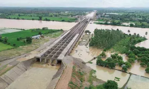 Seethamma barrage excavation works from February