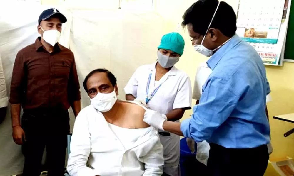 Jagtial MLA Dr Sanjay gets Covid vaccine shot