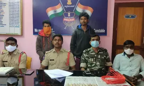 Police producing the arrested Maoists at Cherla police station on Monday