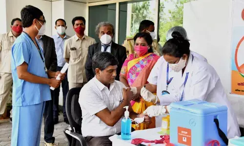Governor Dr Tamilisai Soundararajan on Monday launched the Covid-19 vaccination for doctors and healthcare workers at the ESI Hospital and Medical College