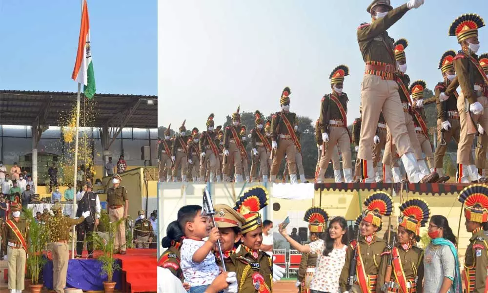 DRM hoisted the national flag at the Railway stadium in Vijayawada on Tuesday to mark the 72nd Republic Day celebrations.