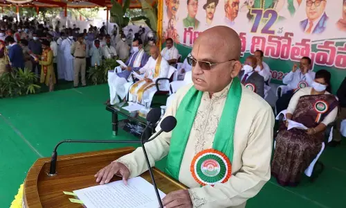 TTD EO K S Jawahar Reddy addressing the 72nd Republic Day celebrations in Tirupati on Tuesday