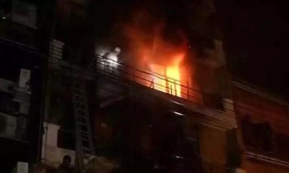 A massive fire broke out in an apartment in Vanasthalipuram on Wednesday morning.