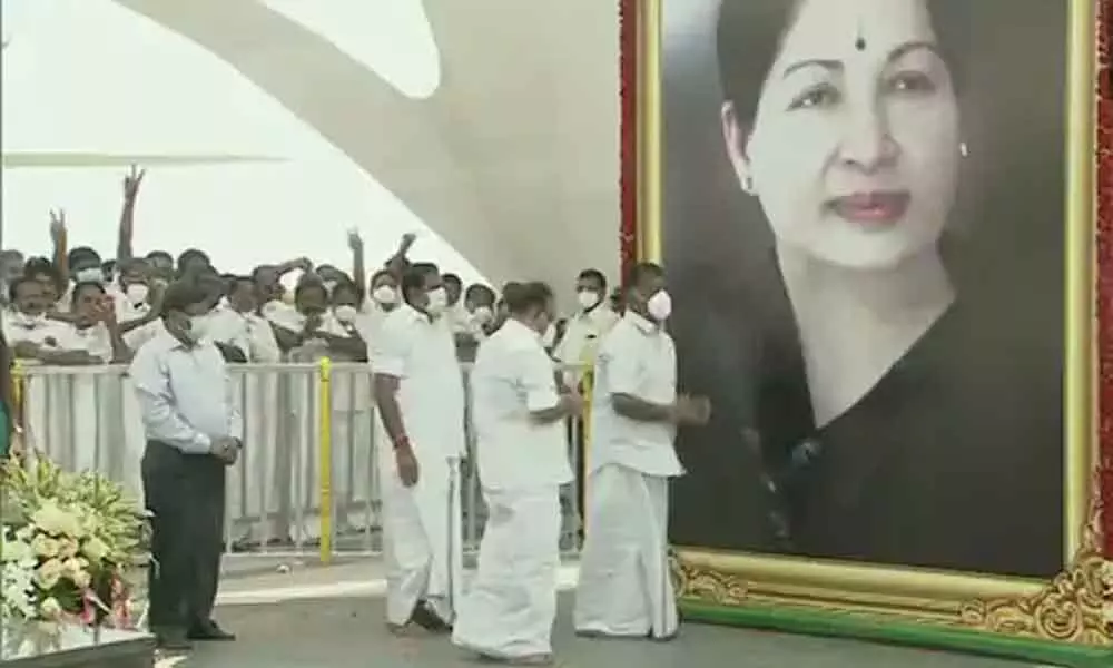 Late Tamil Nadu Chief Minister J Jayalalithaa was inaugurated at the Marina here by chief minister K Palaniswami on Wednesday,