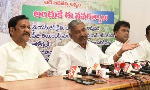 Minister for Panchayat Raj and Rural Development Peddireddi Ramachandra Reddy addressing the media in Tirupati
