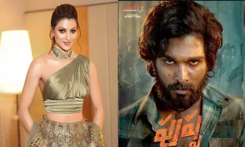 Urvashi Rautela and Pushpa Movie poster