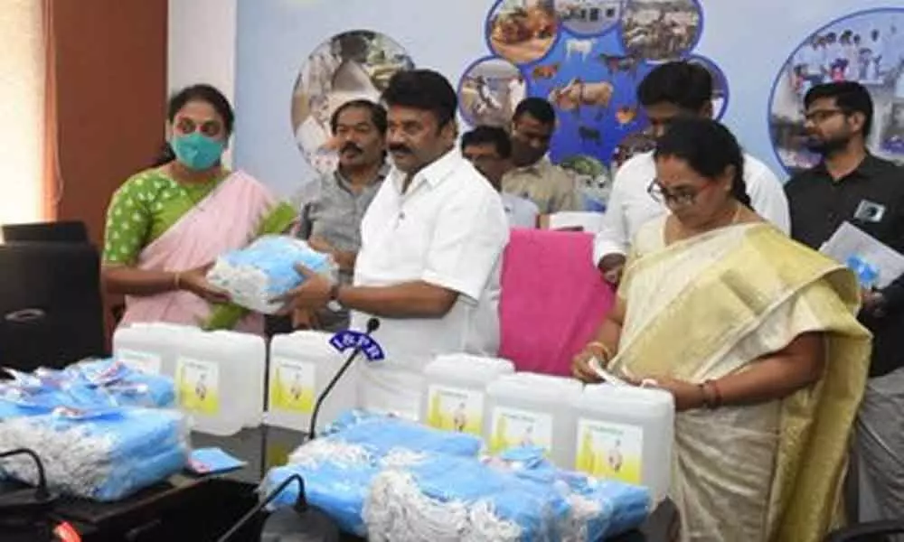 Masks, Sanitizers distributed to school principals in Hyderabad