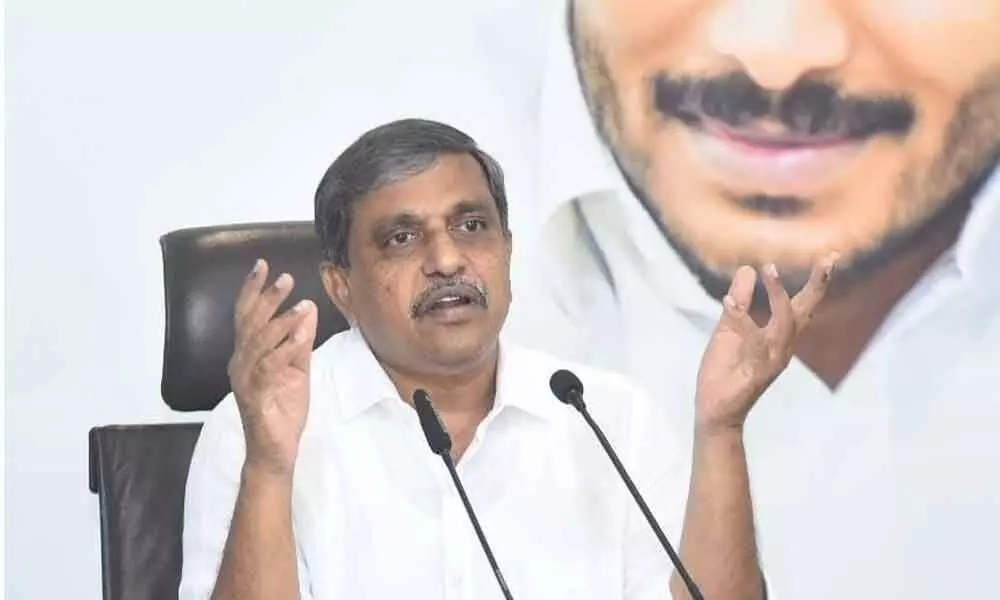 YSRCP general secretary and Govt Advisor (Public Affairs) Sajjala Ramakrishna Reddy addressing the media at party central office at Tadepalli on Friday