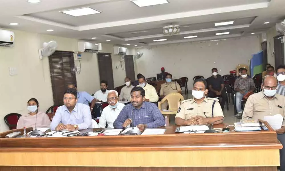 District Collector Gandham Chandrudu conducting video conference with mandal and revenue division officials on poll arrangements in Anantapur on Friday