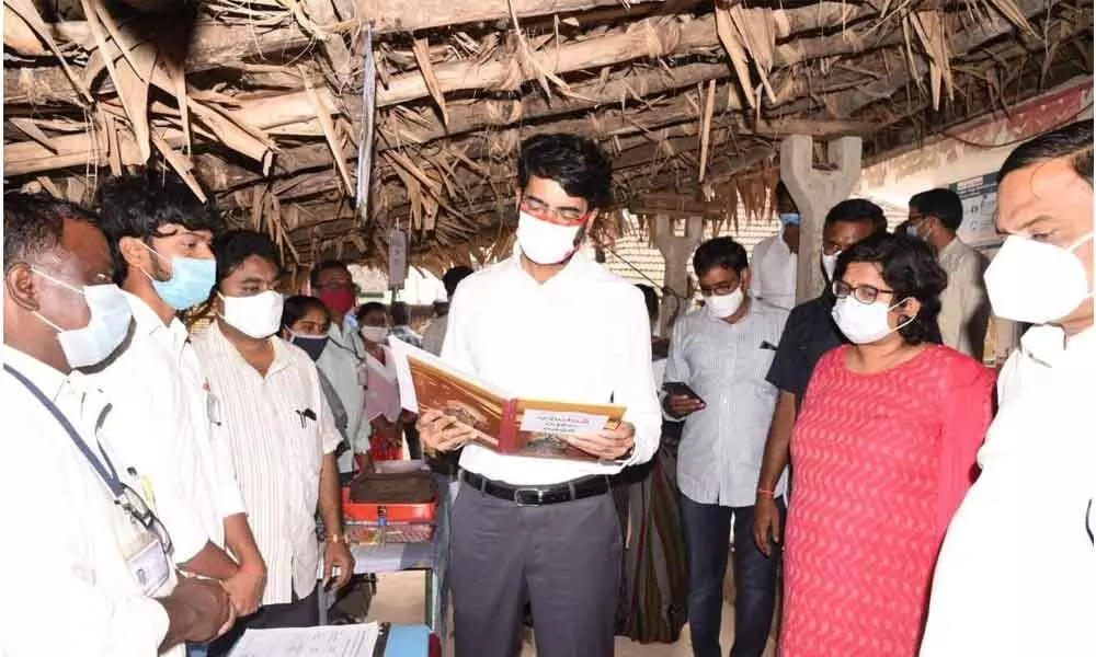 District Collector D Muralidhar Reddy inspecting the Gram Panchayat elections in RB Patnam and Valu Timmapuram of Peddapuram revenue division