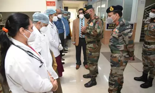 Lieutenant General A Arun interacting with the staff of Army College of Dental Sciences on Friday