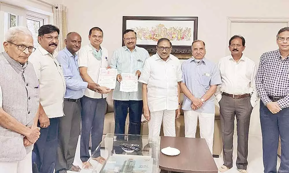 NITW and KITSW officials exchanging Memorandum of Understanding in Warangal on Saturday