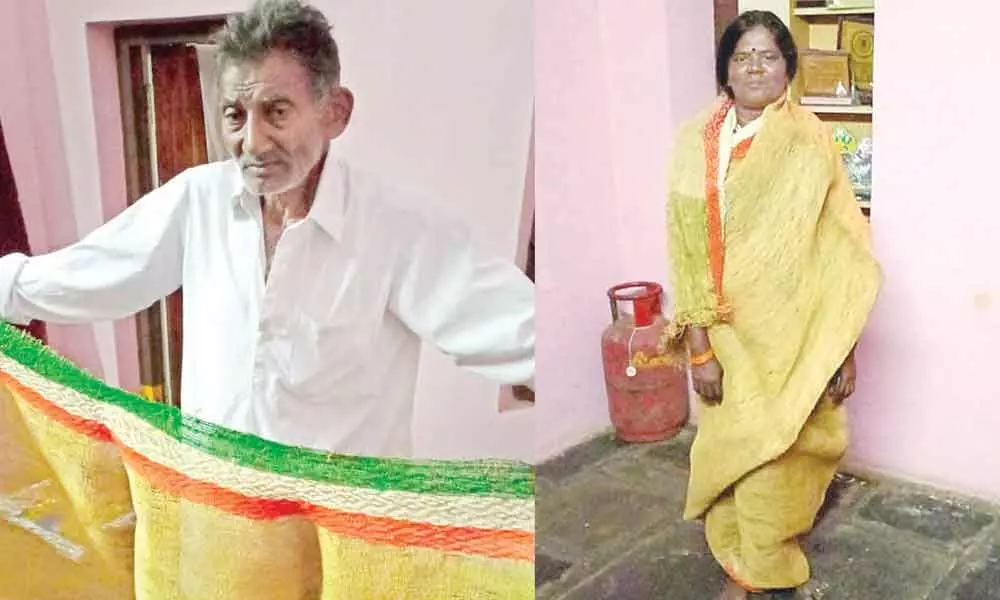 Andhra octogenarian who weaves sarees with paddy straw