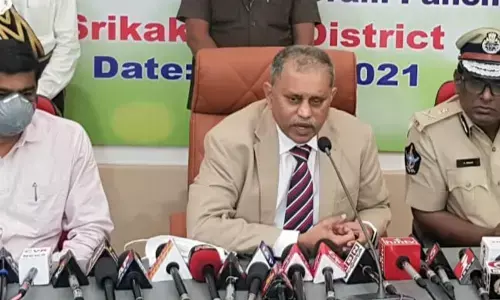 State Election Commissioner N Ramesh Kumar addressing a press conference in Srikakulam on Monday