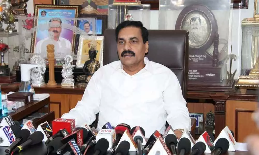 Chairman of Andhra Pradesh Assembly Privileges Committee K Govardhan Reddy addressing the media in Nellore