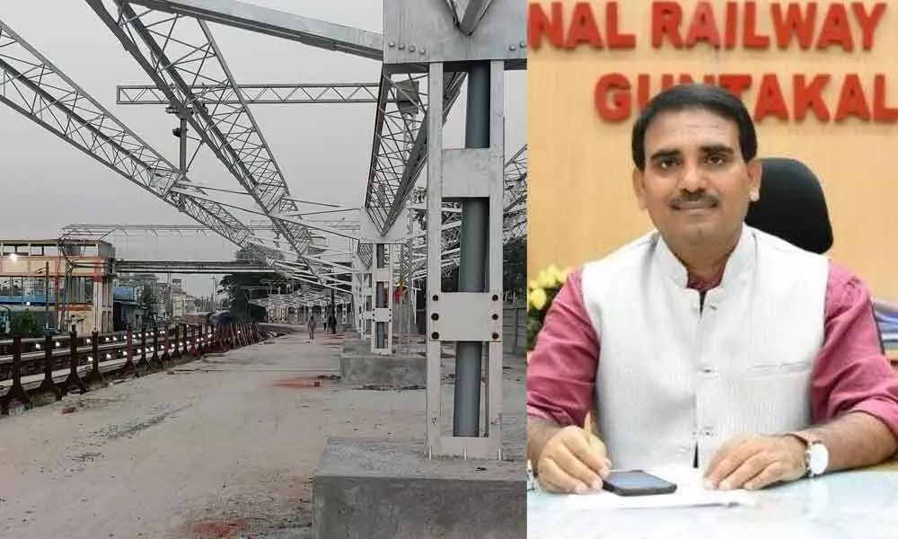 The newly constructed sixth platform at Tirupati railway station (left); DRM Alok Tiwari (Right)