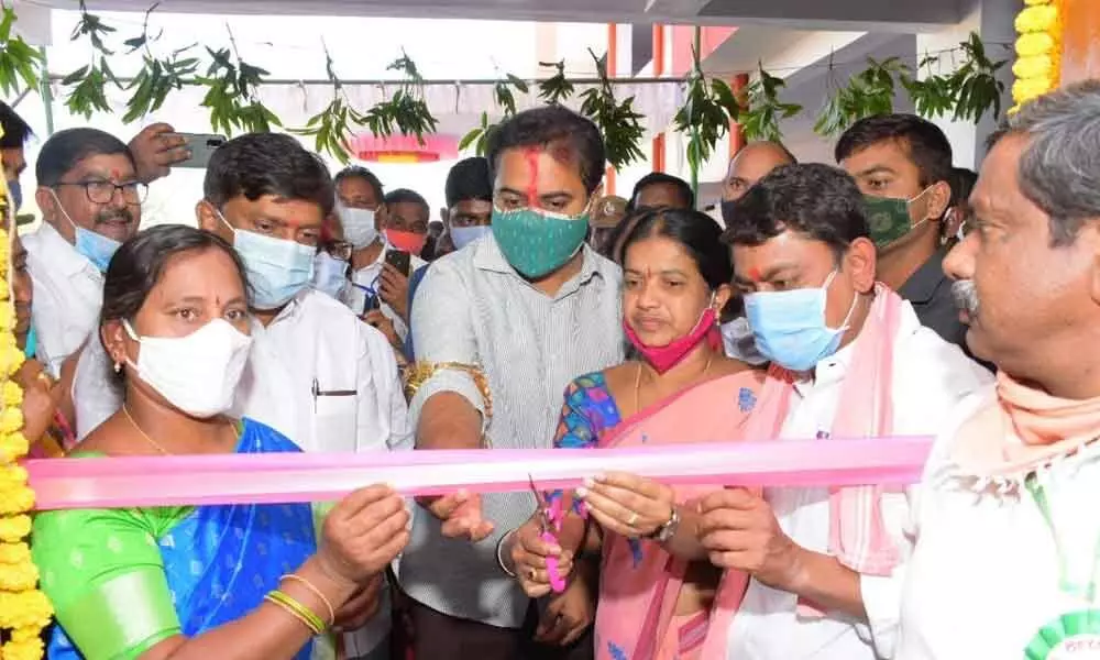 IT Minister KT Rama Rao inaugurating ZP High School building in Sircilla on Monday