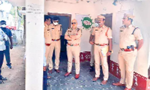 SP Adnan Nayeem Asmi inspecting polling preparedness at K Perumallapuram of Thondangi mandal in East Godavari district on Monday