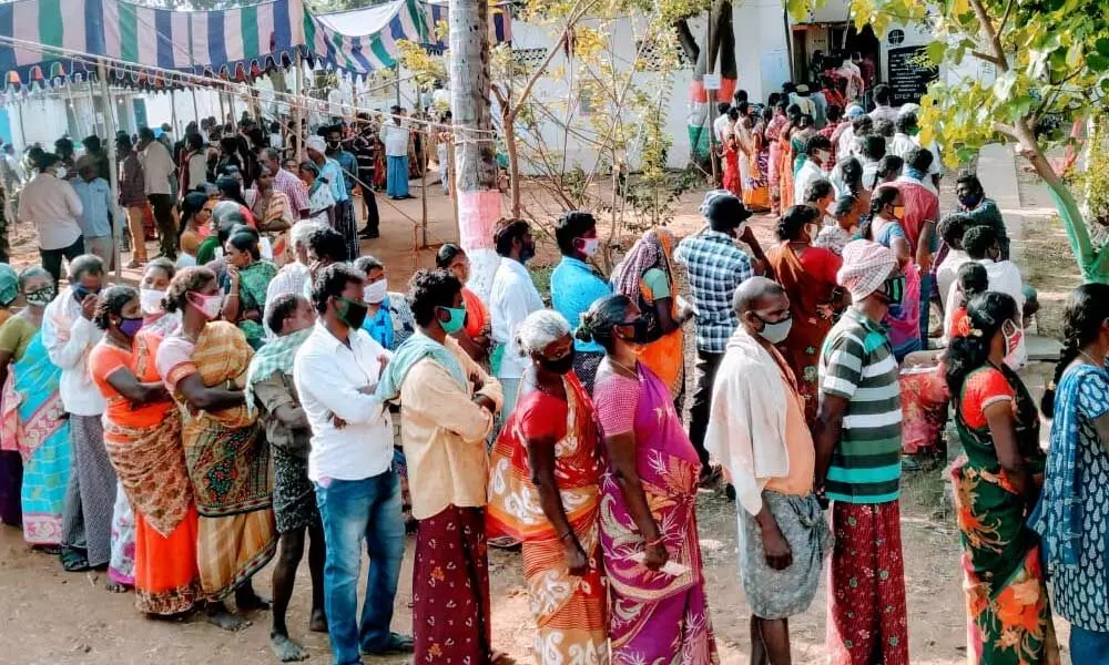 Polling in first phase of panchayat elections started in Prakasam district