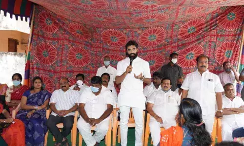 MP Margani Bharat speaking at party meeting in Rajamahendravaram on Wednesday.