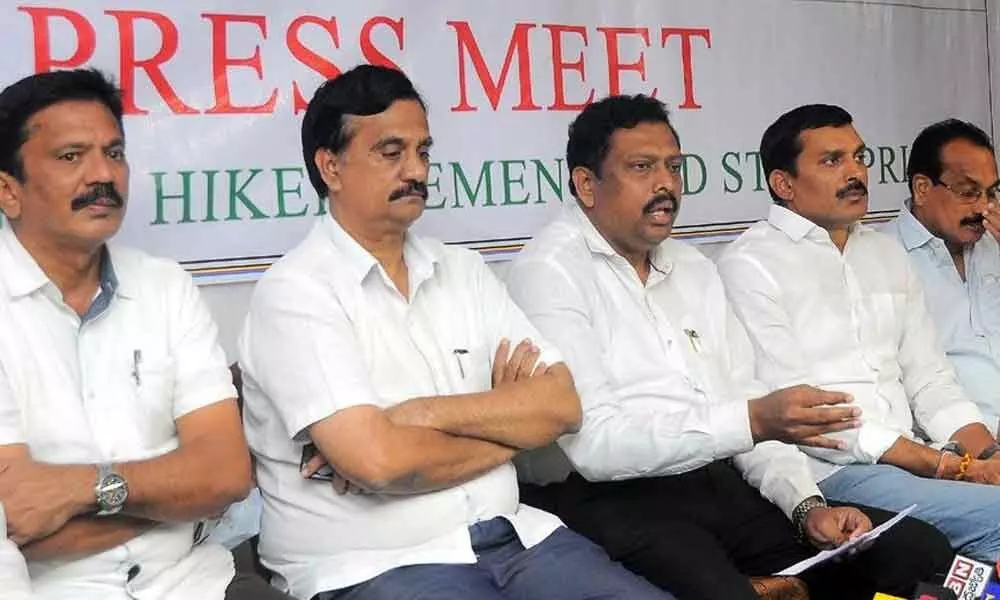 BAI, CREDAI, NAREDCO, SABCA and Workers Associations JAC members addressing press conference in Vijayawada