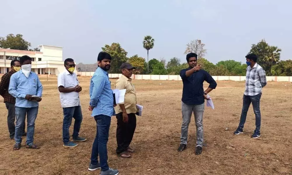 ITDA Project Officer Praveen Aditya inspecting polling station area in Rampachodavaram on Thursday