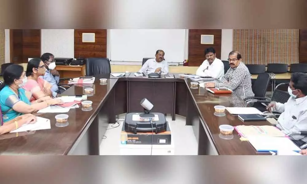 District Collector A Md Imtiaz holding meeting with officials