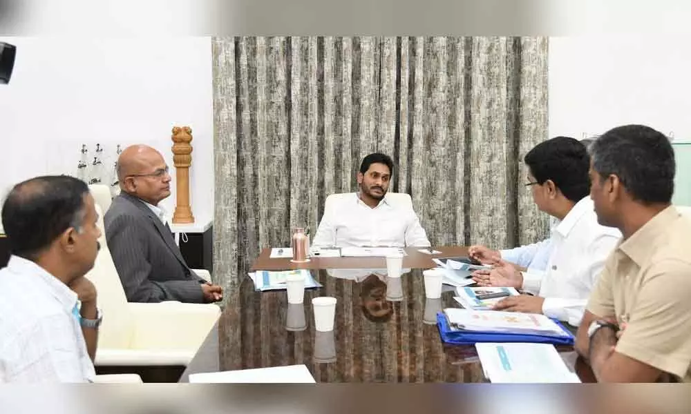 Chief Minister Y S Jagan Mohan Reddy reviews higher education at his camp office on Friday