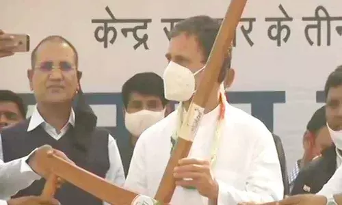 Congress leader Rahul Gandhi arrived here on Friday for a two-day visit during which he will address several farmers meetings to support their agitation against the farm laws.