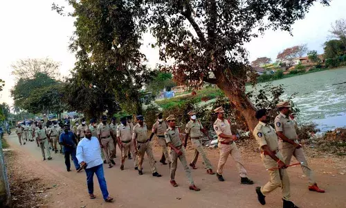 Flag march organised in villages under Bandar rural police station limits on Sunday